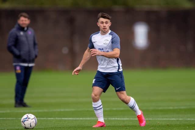 Adam O'Reilly in action at PNE's Euxton Training Ground. Credit: PNEFC/Ian Robinson