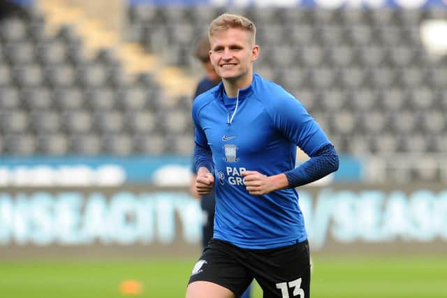 Preston North End's Ali McCann during the pre-match warm-up at Swansea