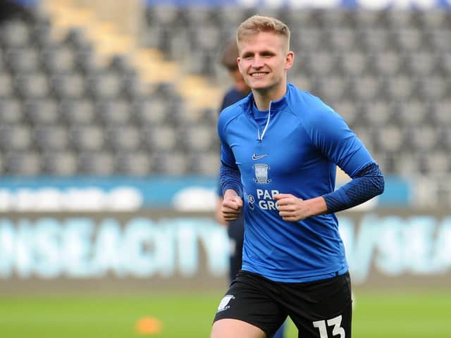 Preston North End's Ali McCann during the pre-match warm-up at Swansea