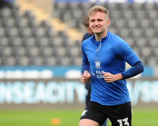 Preston North End's Ali McCann during the pre-match warm-up at Swansea