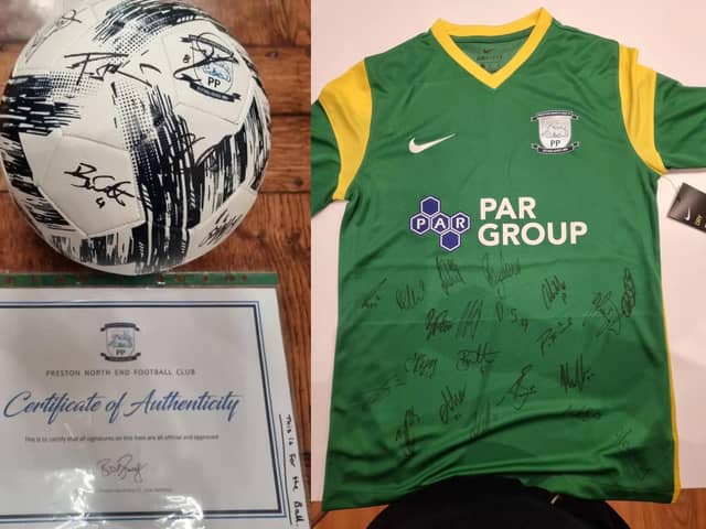 You could be in with a chance of winning a Preston North End signed football OR a PNE Shirt signed by the players.