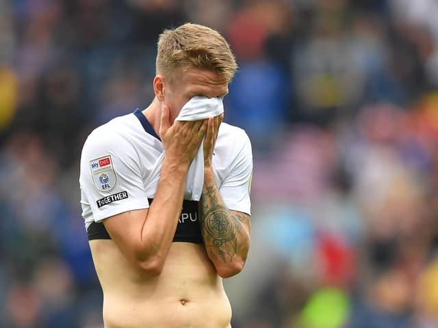 Preston North End's Emil Riis reacts during the game against Birmingham City.