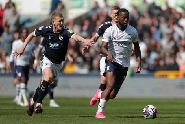 Preston North End's Josh Onomah and Millwall's George Saville battle for the ball