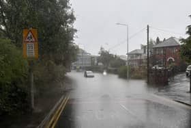 Firefighters responded after a person got stuck inside their vehicle on a flooded road in Fulwood (Credit: @Preston_Fire)