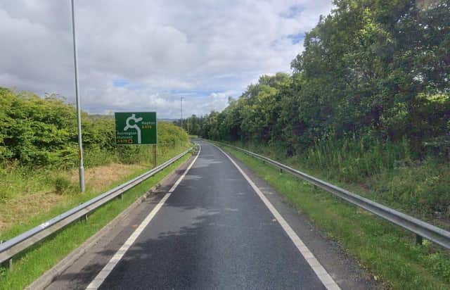 The van crashed through a road barrier on the A56 slip road (Credit: Google)