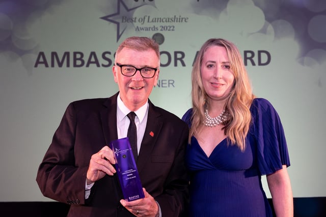 Ambassador Award winner John Gillmore with Lancashire Post editor Nicola Adam