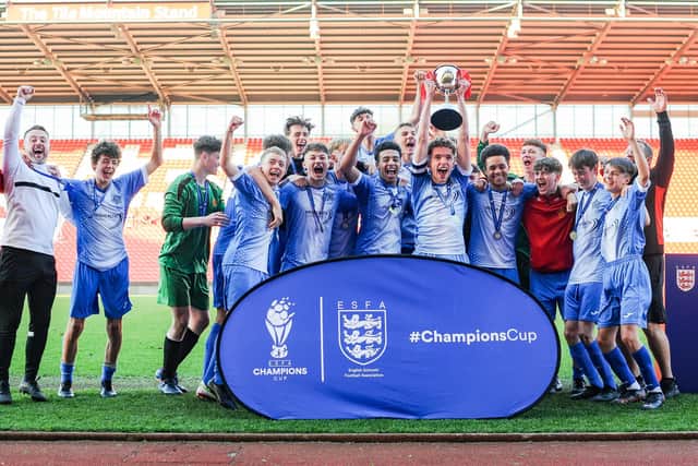 Lancashire Schools' Under-16 Boys after their Champions Cup final win at bet365 Stadium in May