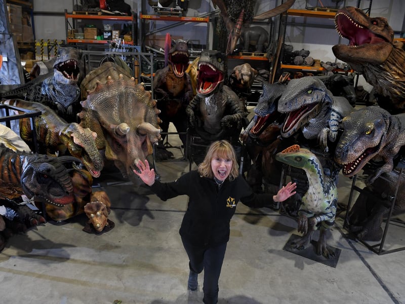 Erica Crompton, Director of Big Foot Events, with some of her Jurassic friends