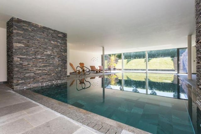 This stunning spa-like pool area belongs to a five-bed house overlooking the village green in Wrea Green.
It could all be yours for £2.4m.