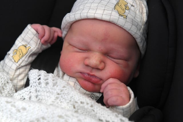 James Wiiliam Paton, born oay 5 at 01.28, weighing 9lb 6oz, to Rachel and Scott Paton from Ribbleton.