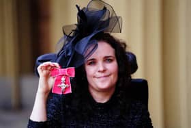 Actress Cherylee Houston after being made a Member of the Order of the British Empire by the Princess Royal at Buckingham Palace. Photo credit: Victoria Jones/PA Wire