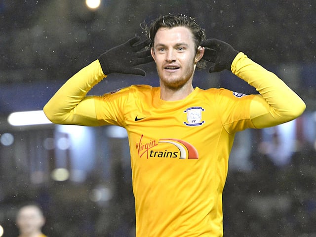 Preston's Will Keane celebrates his goal against Burnley in the Championship game at Turf Moor