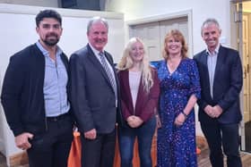 Nigel Evans with Right at Home owner Julie Foote (second right) and Ribble Valley councillors  