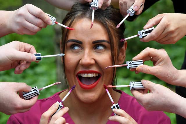 Mags Kerrigan is spoilt for lipstick choice after Derian House Children's Hospice had 15,000 lipsticks donated to them by Fulfilementcrowd