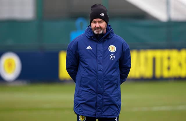 EDINBURGH, SCOTLAND - MARCH 22: Scotland head coach Steve Clarke during a Scotland training session at Oriam, on March 22, 2021, in Edinburgh, Scotland. (Photo by Craig Williamson / SNS Group)
**Please note that these images are FREE for FIRST USE.**