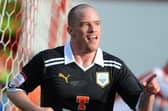 Preston North End's Iain Hume celebrates scoring at Exeter City