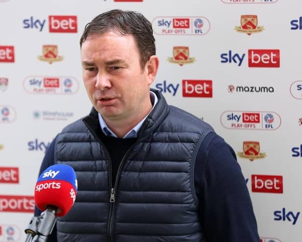 Derek Adams shared his thoughts on Morecambe's Carabao Cup loss at Huddersfield Town Picture: Charlotte Tattersall/Getty Images