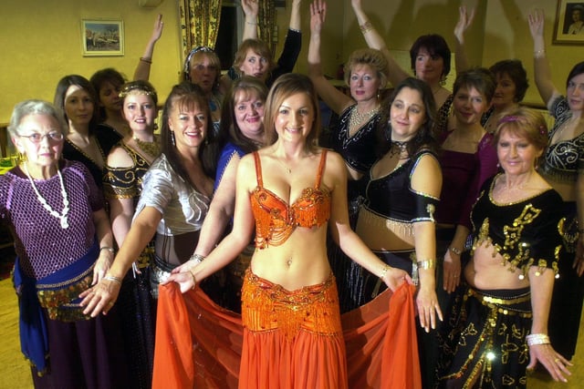 Lancashire Evening Post reporter Emilie Bradshaw with belly dancers in Longridge, near Preston