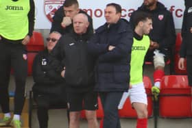 Morecambe manager Derek Adams saw his players concede five goals at Shrewsbury Town on Tuesday evening