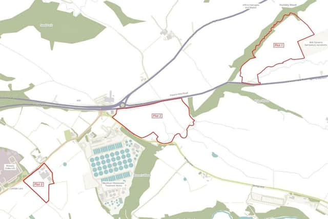 The three plots shown on a map (two is in the middle). Credit: Logik Developments