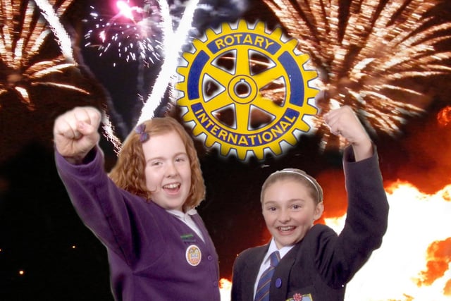 Bonfire treat (left to right): Mollie Clark from St. Wulstans School, and Mica Mullender from Fleetwood High School are ready for the Rotary Club fireworks display in Fleetwood
