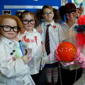 Mad scientists from West End Primary School in Morecambe who dressed up for National Science and Engineering Week and Red Nose Day back in 2003