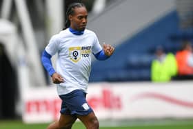 Preston North End's Daniel Johnson warms up in a Her Game Too t-shirt.