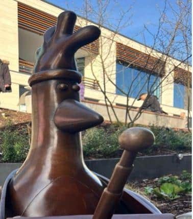 Feathers McGraw Statue outside the Animate Complex - Celebrating Nick Park's infamous link to the city.