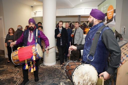 Entertainment included traditional dhol players