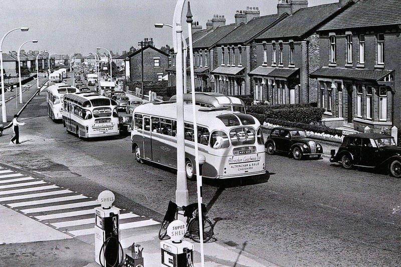 Congestion on Blackpool Road, in Preston, in the 1960s in the days before the M55 was built
