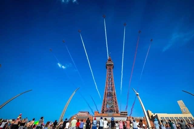 The Red Arrows in the skies above Blackpool