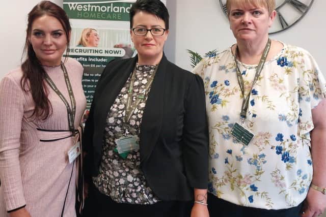 From left: Julia Smyth, Lisa Hall and Liz Logan at Westmorland Homecare's Preston branch