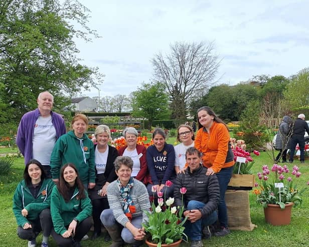 Matthew (front right) and his team of tulip festival helpers and charity volunteers