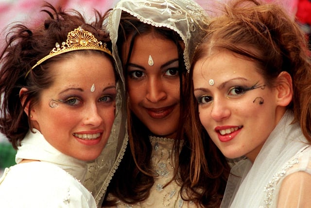Shereen Gherin, Mary Davidson and Roxanne Gregory during the Poshaak fashion show at the Preston Mela Festival