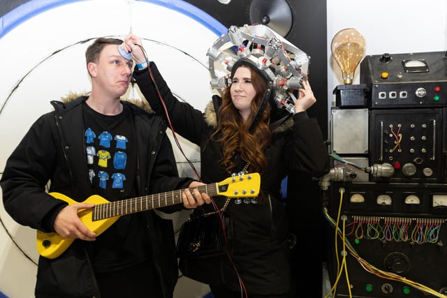 Sam Humphreys and Melanie Ronayne with props