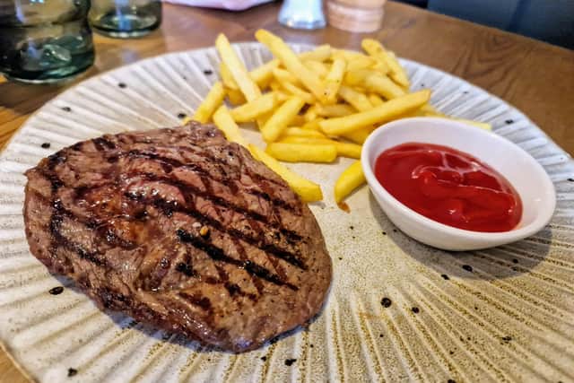 Children's char-grilled steak and French fries