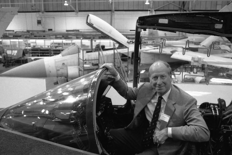 Football superstar Bobby Charlton scored a hit with British Aerospace when he swapped the pitch for the controls of their newest jet at the Warton plant, near Preston. Bobby's visit included a tour of the site facilities and a discussion to identify sports programmes that might be of benefit to both BAe and Charlton Enterprises Limited 