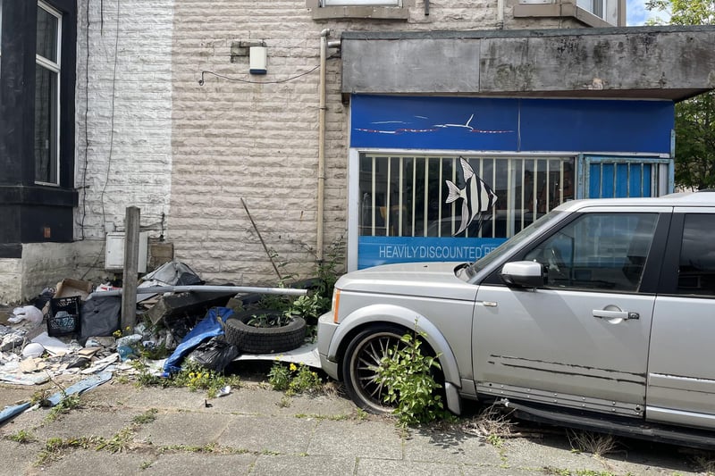 Corner of Deepdale Rd and St Stephen’s Rd: A former tropical fish store on Deepdale Road, this establishment has remained empty and abandoned for some years, while the rusting Range Rover with flat tyres and missing parts outside has been there for months if not years.
