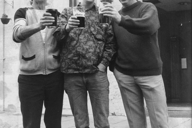 Lovat Road regulars (left to right) Mack Myers, David Myers and Joe Baines raise a toast to their favourite pub