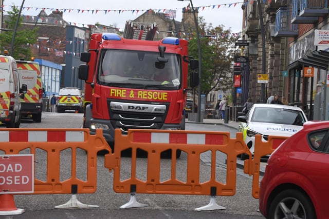 Emergency services at the scene of a fire in Preston on Friday morning.