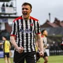 Jack Sampson celebrates after scoring Chorley's second goal against Scunthorpe United Picture: David Airey