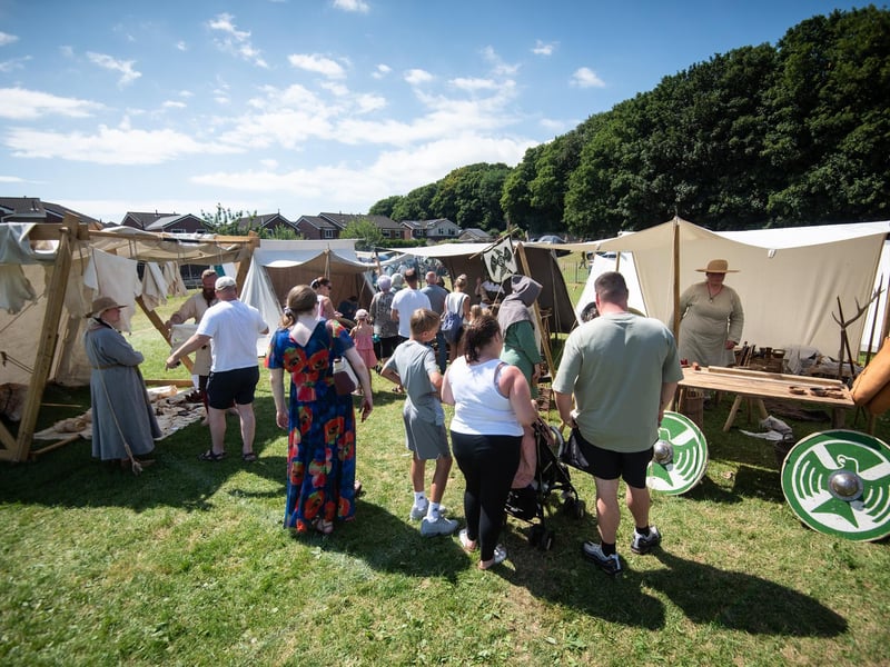 Heysham Viking Festival 2026 - there were plenty of tents in the encampment that people could visit and be shown traditional crafts, cooking and butchery as well as weapons.