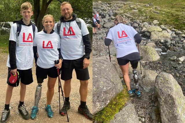 Lianne Foster, who lost a leg 30 years ago, has just climbed Scafell Pike as part of a '3 peaks 1 leg challenge'