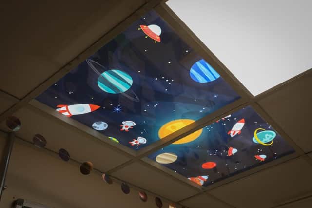 Outer space is the destination of storyboard LED ceiling panels, which have been fitted in three treatment rooms within Children’s Outpatients Clinic at the Royal Preston Hospital. By taking young patients on an intergalactic journey, their aim is to provide distraction during potentially painful procedures to help children stay calm