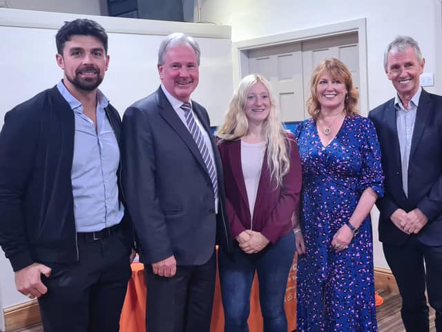 Pictured at the launch of the Golden Cinema project are (left to right) Councillors Michael Graveston,  Stuart Hirst and Sophie Cowman, Right at Home owner Julie Foote
and Nigel Evans MP