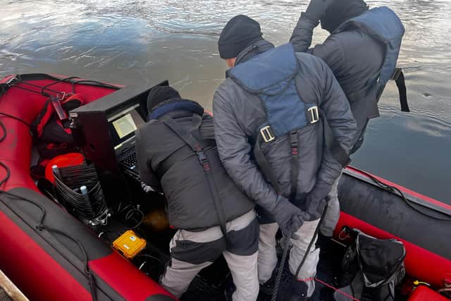Specialist Group International are world leaders in underwater search techniques and will use powerful sonar equipment to sweep the River Wyre today as the search continues for missing mum Nicola Bulley. Picture credit: SGI