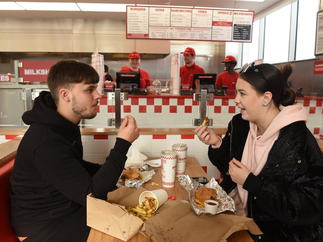 Jordan Rolland and Maddie Willacy were among the first customers to sample the restaurant's offerings.