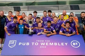 The squad celebrating getting through to the final at Wembey. Photo by Steven Taylor.