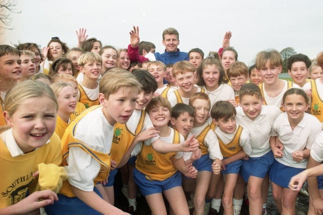 People's champion Steve Cram jogged into a Chorley school to help raise cash for children's charities. The former world record holder dropped into Southlands High School as part of a cross-Britain race to raise awareness for Children in Needs day