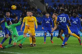 Tom Clarke heads Preston North End's winner at Cardiff City in December 2017